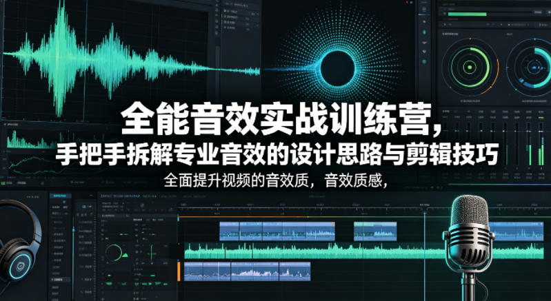 全能音效实战训练营，手把手拆解专业音效的设计思路与剪辑技巧，全面提升视频的音效质感 - 觅资源