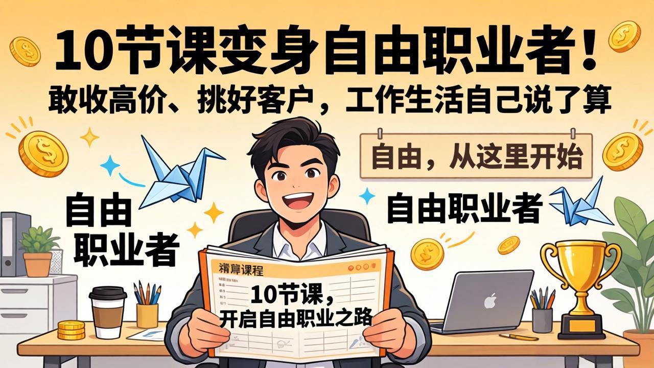 10 节课变身自由职业者！敢收高价、挑好客户，工作生活自己说了算 - 觅资源