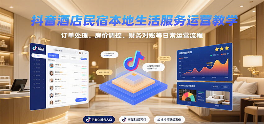 抖音酒店民宿本地生活服务运营教学，订单处理、房价调控、财务对账等日常运营流程|YX网创