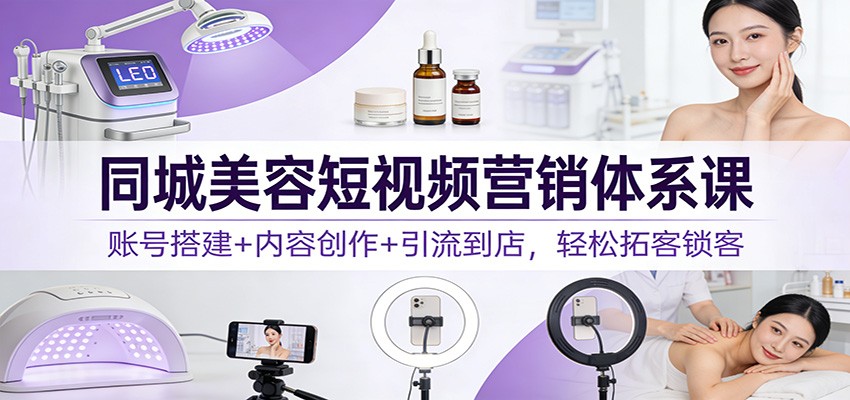 同城美容短视频营销体系课：账号搭建+内容创作+引流到店，轻松拓客锁客|YX网创
