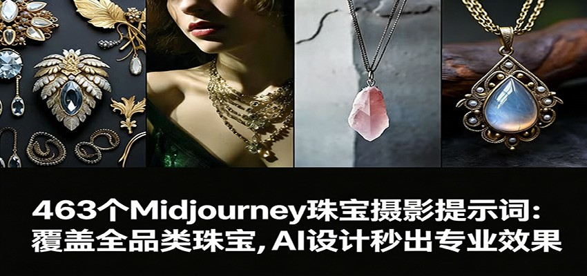 463个Midjourney珠宝摄影提示词：覆盖全品类珠宝，AI设计秒出专业效果|中创学习社