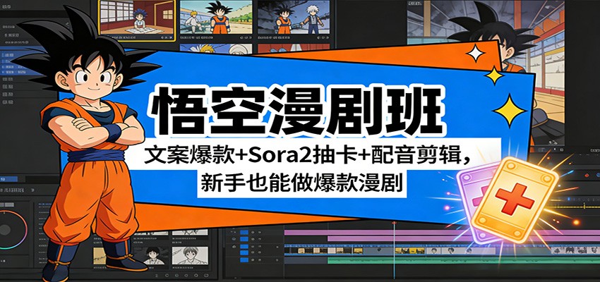悟空漫剧班：文案爆款+Sora2抽卡+配音剪辑，新手也能做爆款漫剧|中创学习社