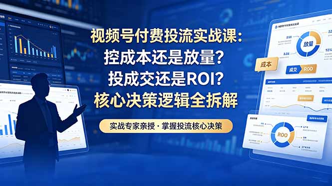 视频号付费投流实战课-5月：控成本还是放量？投成交还是ROI？核心决策逻辑全拆解 - 觅资源
