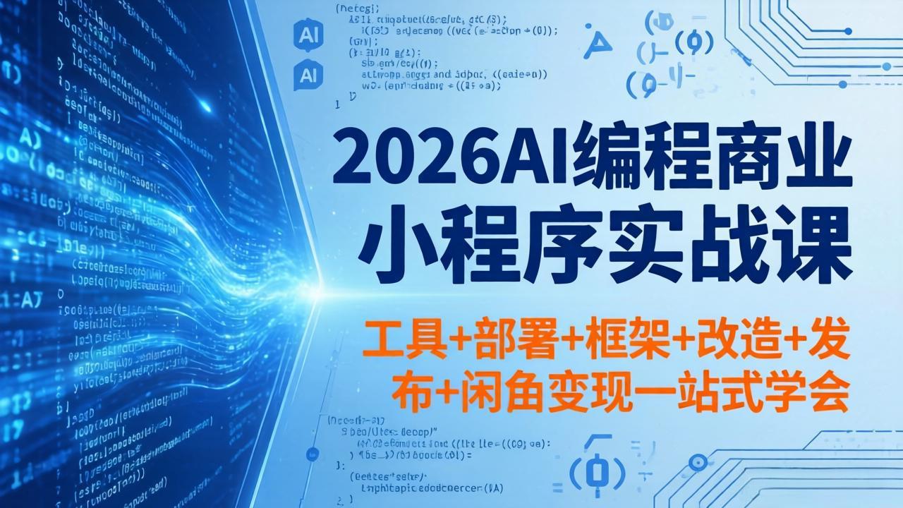 2026AI编程商业小程序实战课，工具+部署+框架+改造+发布+闲鱼变现一站式学会 - 觅资源