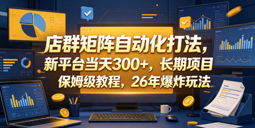 店群矩阵自动化打法，新平台当天300+，长期项目，保姆级教程，26年爆炸玩法【揭秘】 - 觅资源