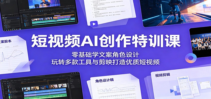 短视频AI创作特训课：零基础学文案角色设计，玩转多款工具与剪映打造优质短视频 - 觅资源