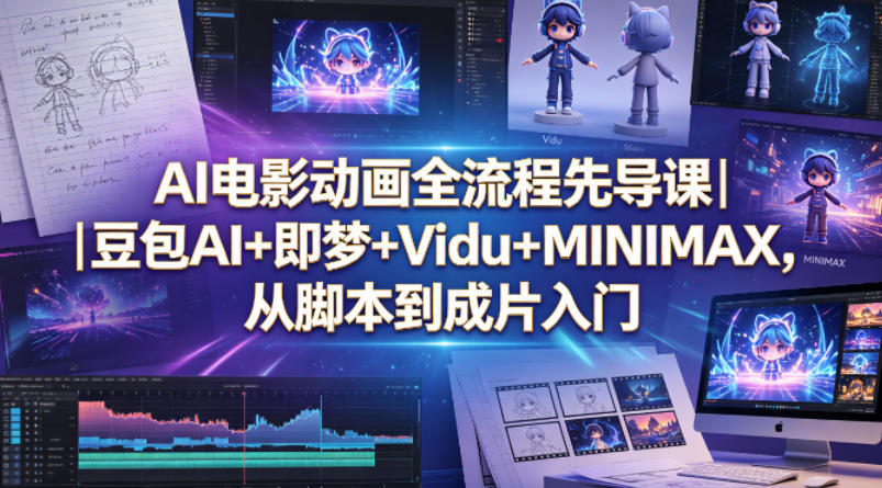 AI电影动画全流程先导课｜豆包AI+即梦+Vidu+MINIMAX，从脚本到成片入门 - 觅资源