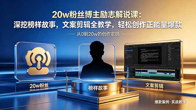 20w粉丝博主励志解说课：深挖榜样故事，文案剪辑全教学，轻松创作正能量爆款 - 觅资源