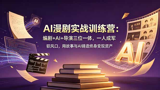 AI漫剧实战训练营：编剧+AI+导演三位一体，一人成军 驭风口，用故事与AI铸造终身变现资产 - 觅资源
