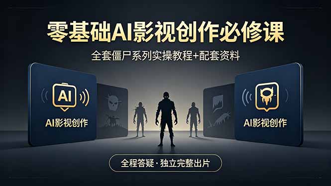 零基础AI影视创作必修课，全套僵尸系列实操教程加配套资料，全程答疑带你独立完整出片 - 觅资源