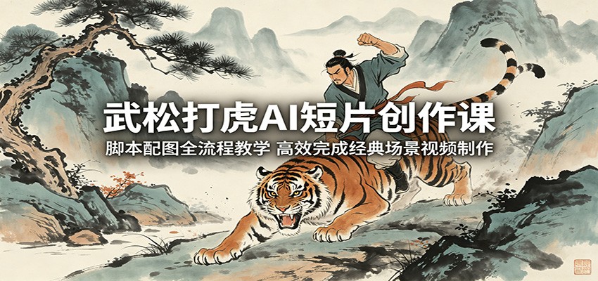 武松打虎AI短片创作课：脚本配图全流程教学，高效完成经典场景视频制作 - 觅资源