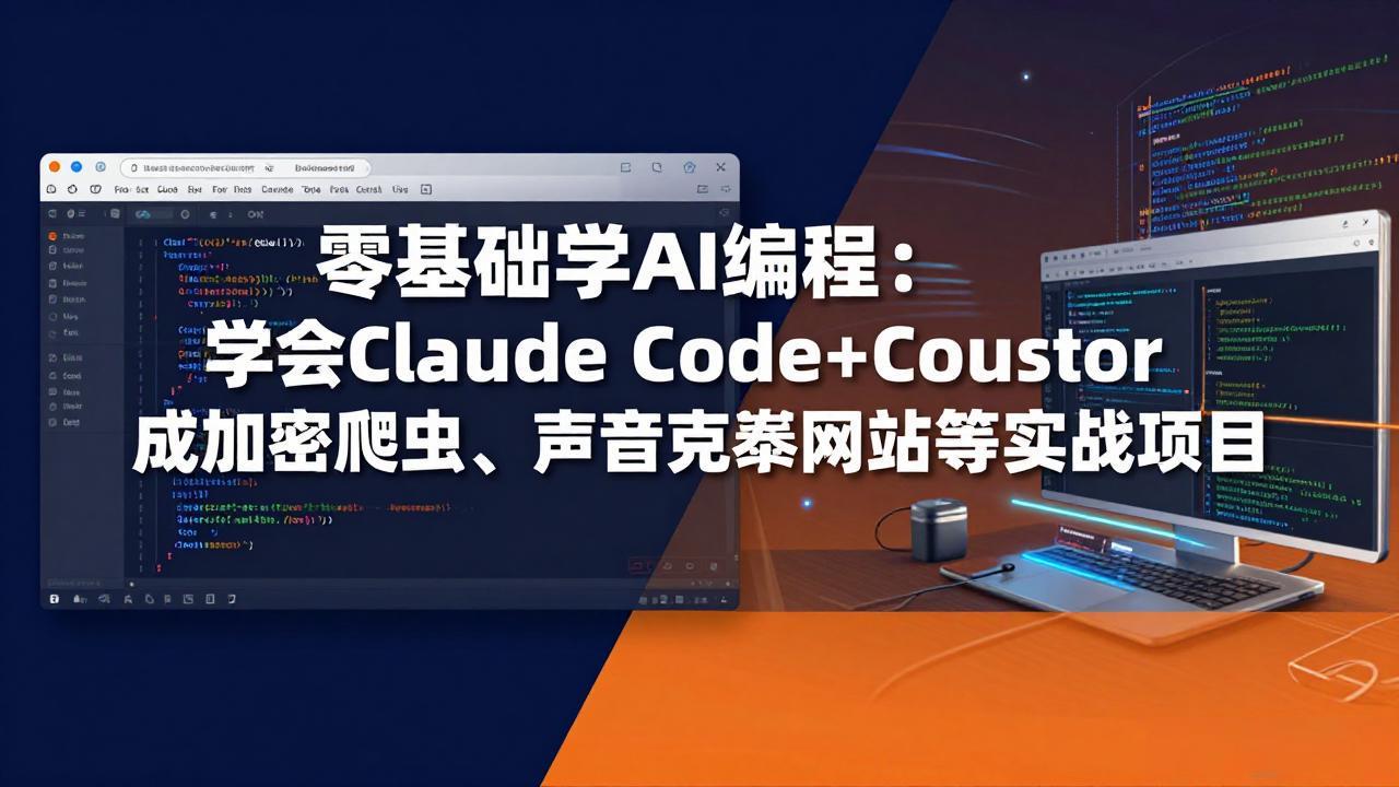 零基础学AI编程：学会Claude Code+Cursor完成加密爬虫、声音克隆网站等实战项目 - 觅资源