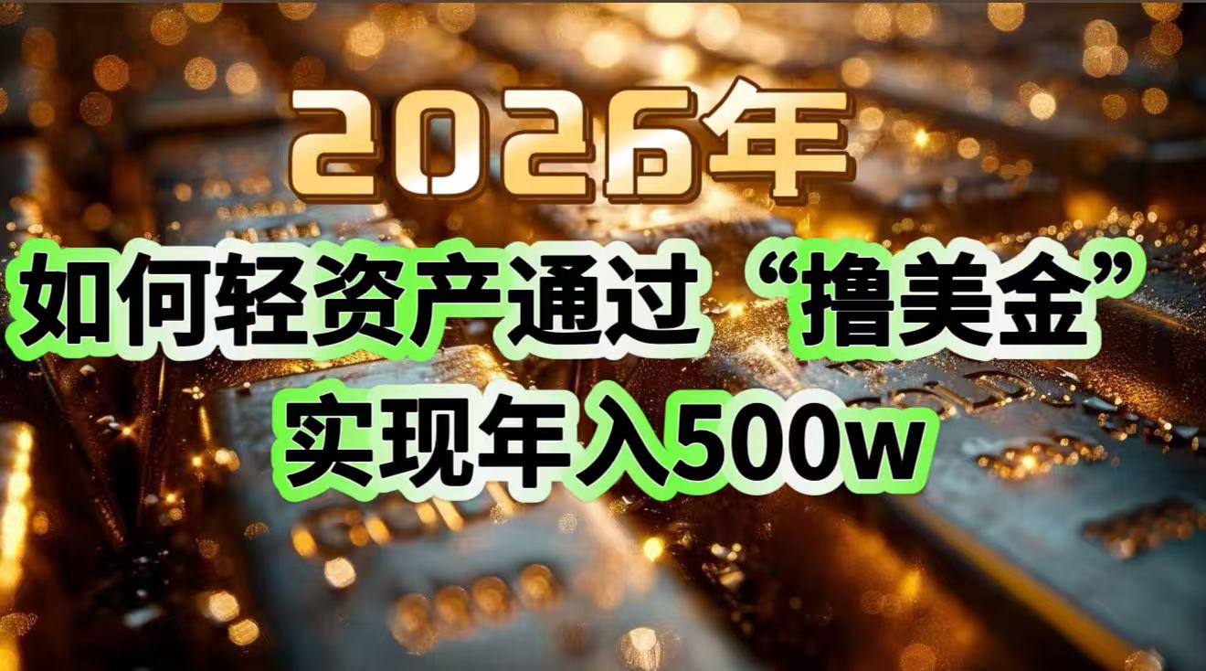 2026年如何轻资产通过“撸美金”实现年入500w|YX网创