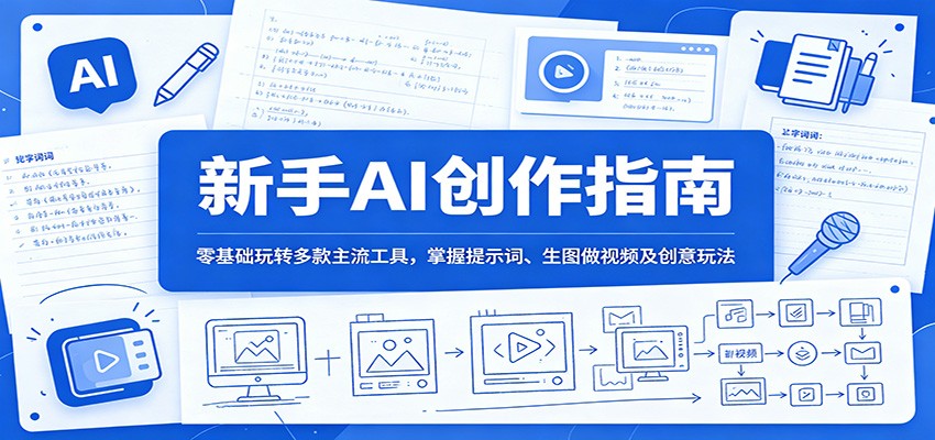 新手AI创作指南：零基础玩转多款主流工具，掌握提示词、生图做视频及创意玩法 - 觅资源
