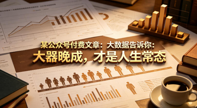 某公众号付费文章：大数据告诉你：大器晚成，才是人生常态 - 觅资源