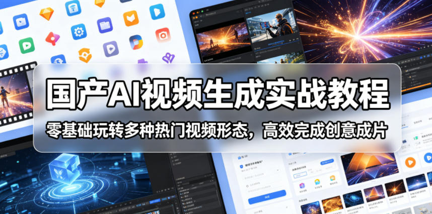 国产AI视频生成实战教程，零基础玩转多种热门视频形态，高效完成创意成片 - 觅资源