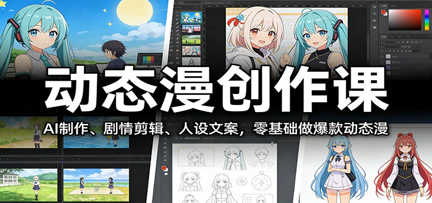 动态漫创作课：AI制作、剧情剪辑、人设文案，零基础做爆款动态漫|中创学习社