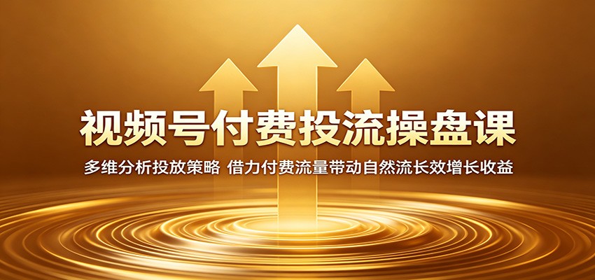 视频号付费投流操盘课：多维分析投放策略，借力付费流量带动自然流长效增长收益 - 觅资源