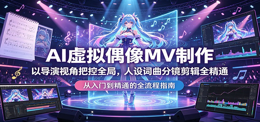 AI虚拟偶像MV制作：以导演视角把控全局，人设词曲分镜剪辑全精通 - 觅资源