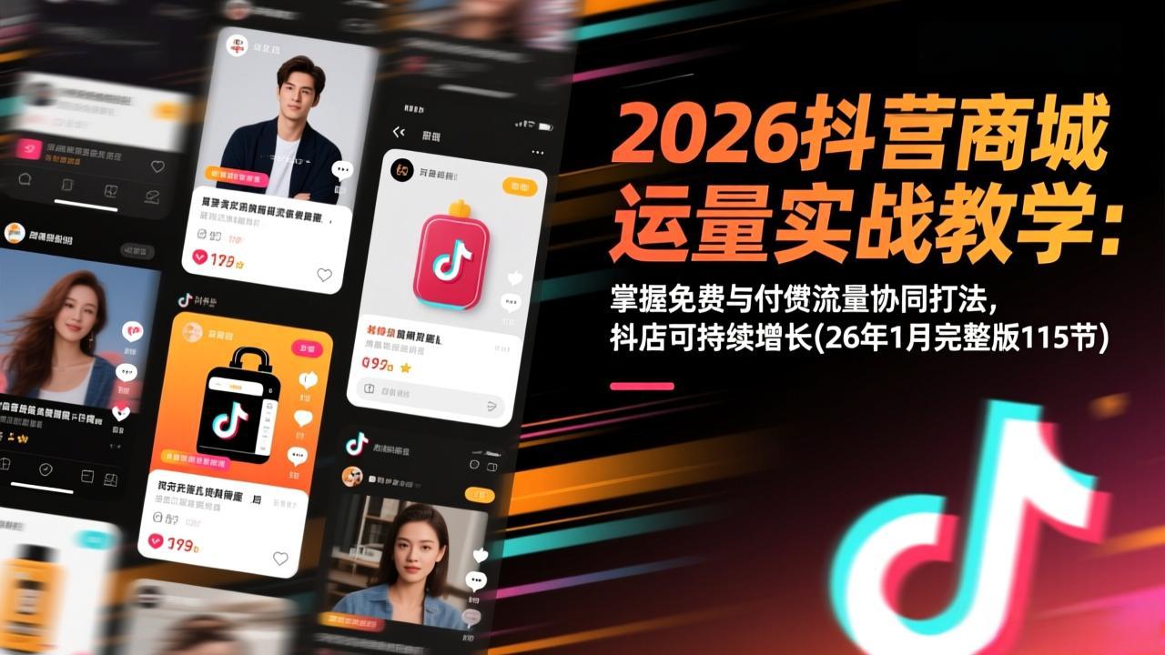 2026抖音商城运营实战教学：掌握免费与付费流量协同打法，抖店可持续增长(26年1月完整版115节|中创学习社