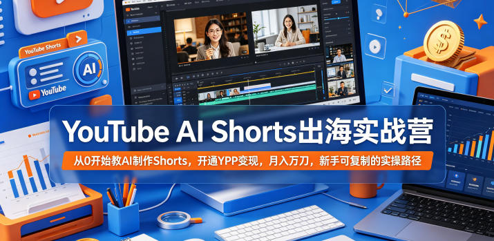 YouTube AI Shorts出海实战营，从0开始教AI制作Shorts，开通YPP变现，月入万刀，新手可复制的实操路径 - 觅资源
