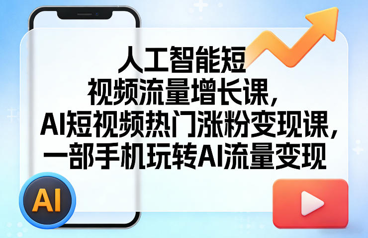 人工智能短视频流量增长课，AI短视频热门涨粉变现课，一部手机玩转AI流量变现 - 觅资源