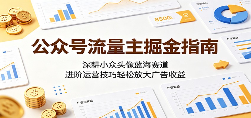 公众号流量主掘金指南：深耕小众头像蓝海赛道，进阶运营技巧轻松放大广告收益 - 觅资源