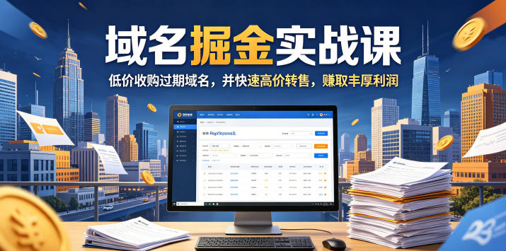 域名交易掘金实战课，低价收购过期域名，并快速高价转售，賺取丰厚利润【原创双语字幕】 - 觅资源