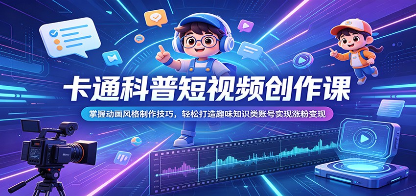 卡通科普短视频创作课:掌握动画风格制作技巧,轻松打造趣味知识类账号实现涨粉变现 - 觅资源