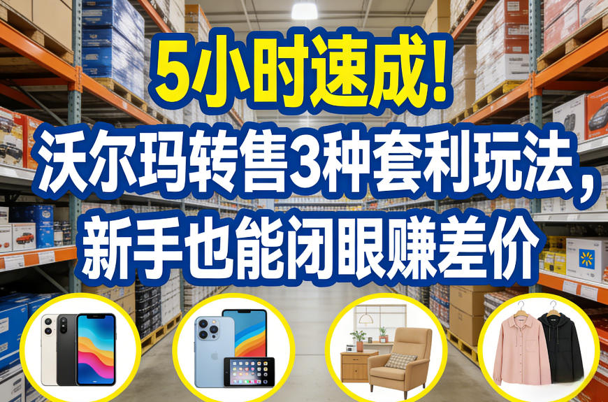 5小时速成！沃尔玛转售3种套利玩法，新手也能闭眼賺差价|中创学习社