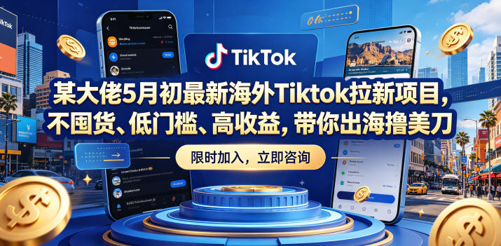 某大佬5月初最新海外Tiktok拉新项目，不囤货、低门槛、高收益，带你出海撸美刀 - 觅资源