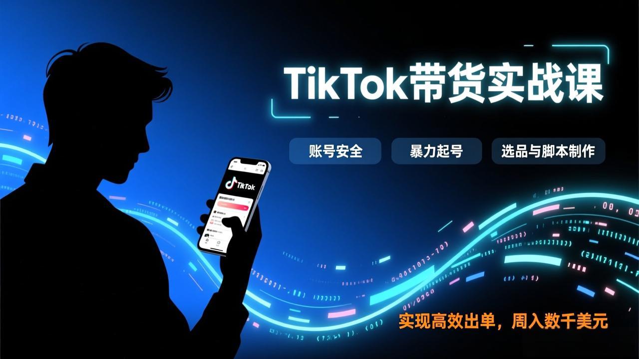 TikTok带货实战课，涵盖账号安全、暴力起号、选品与脚本制作，实现高效出单，周入数千美元|中创学习社