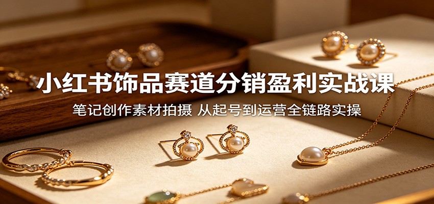小红书饰品赛道分销盈利实战课：笔记创作素材拍摄，从起号到运营全链路实操 - 觅资源