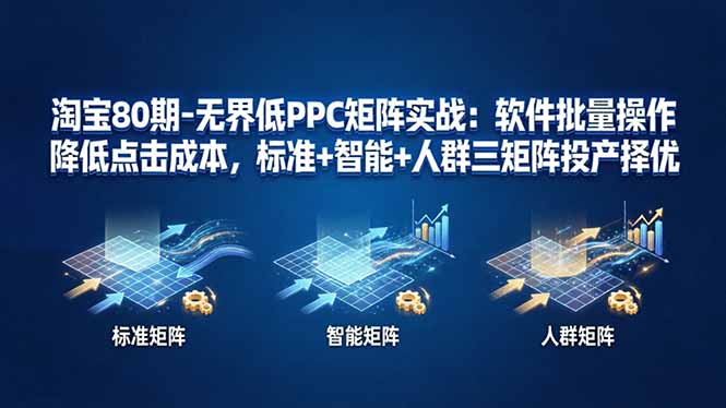 淘宝80期-无界低PPC矩阵实战：软件批量操作降低点击成本，标准+智能+人群三矩阵投产择优 - 觅资源
