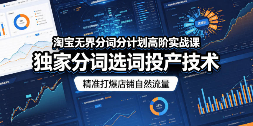 淘宝无界分词分计划高阶实战课，独家分词选词投产技术，精准打爆店铺自然流量 - 觅资源