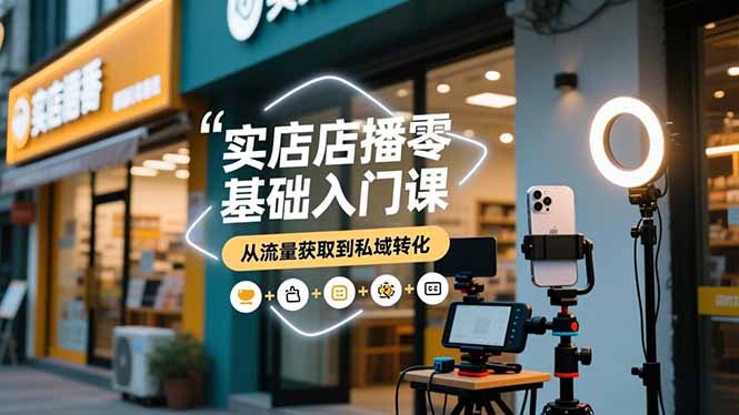 实体店播零基础入门课，实体店+短视频+直播+微信生态+私域社群，从流量获取到私域转化|YX网创