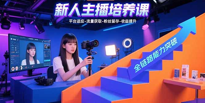 新人主播培养课：平台适应-流量获取-粉丝留存-收益提升 全链路能力突破|YX网创