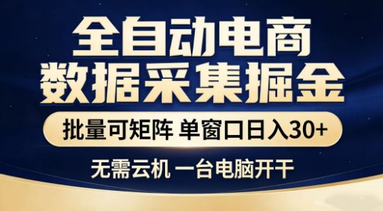 独家电商数据全自动采集项目，批量可矩阵，单窗口轻松日入3张+【揭秘】|中创学习社