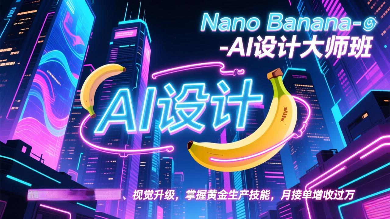 Nano Banana-AI设计大师班，修图合成、广告创作、视觉升级，掌握黄金生产技能，月接单增收过万|中创学习社