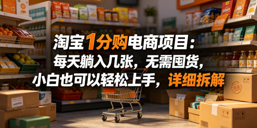 淘宝1分购电商项目：每天躺入几张，无需囤货，小白也可以轻松上手，详细拆解 - 觅资源