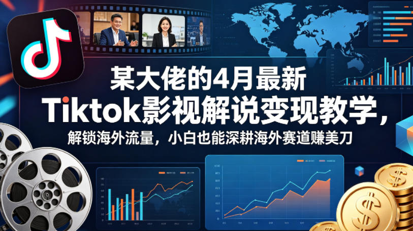 某大佬的4月最新Tiktok影视解说变现教学，解锁海外流量，小白也能深耕海外赛道賺美刀 - 觅资源