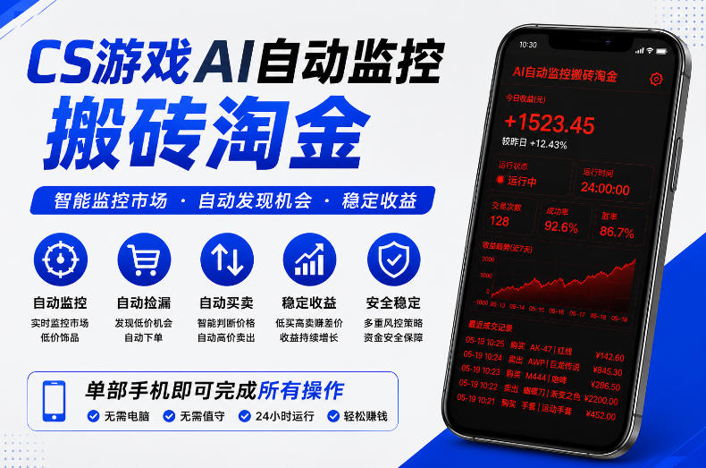 CS游戏AI自动监控搬砖淘金，稳定运行多年，支持任何形式验证，日入300+【揭秘】 - 觅资源