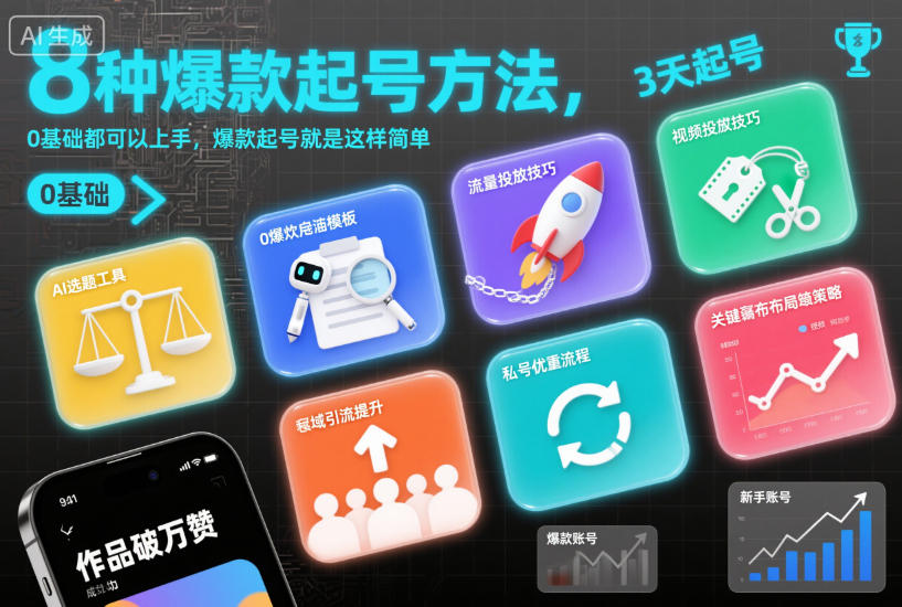 8种爆款起号方法，0基础都可以上手，爆款起号就是这样简单|YX网创