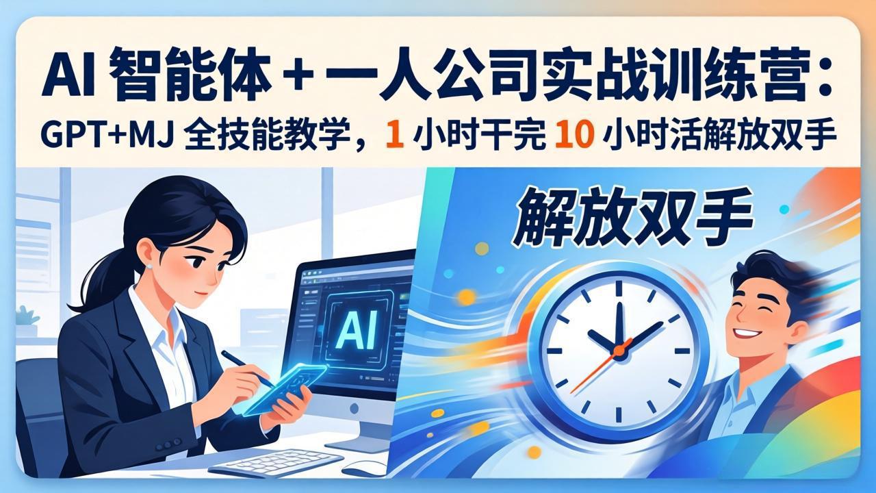 AI 智能体 + 一人公司实战训练营：GPT+MJ 全技能教学，1 小时干完 10 小时活解放双手 - 觅资源