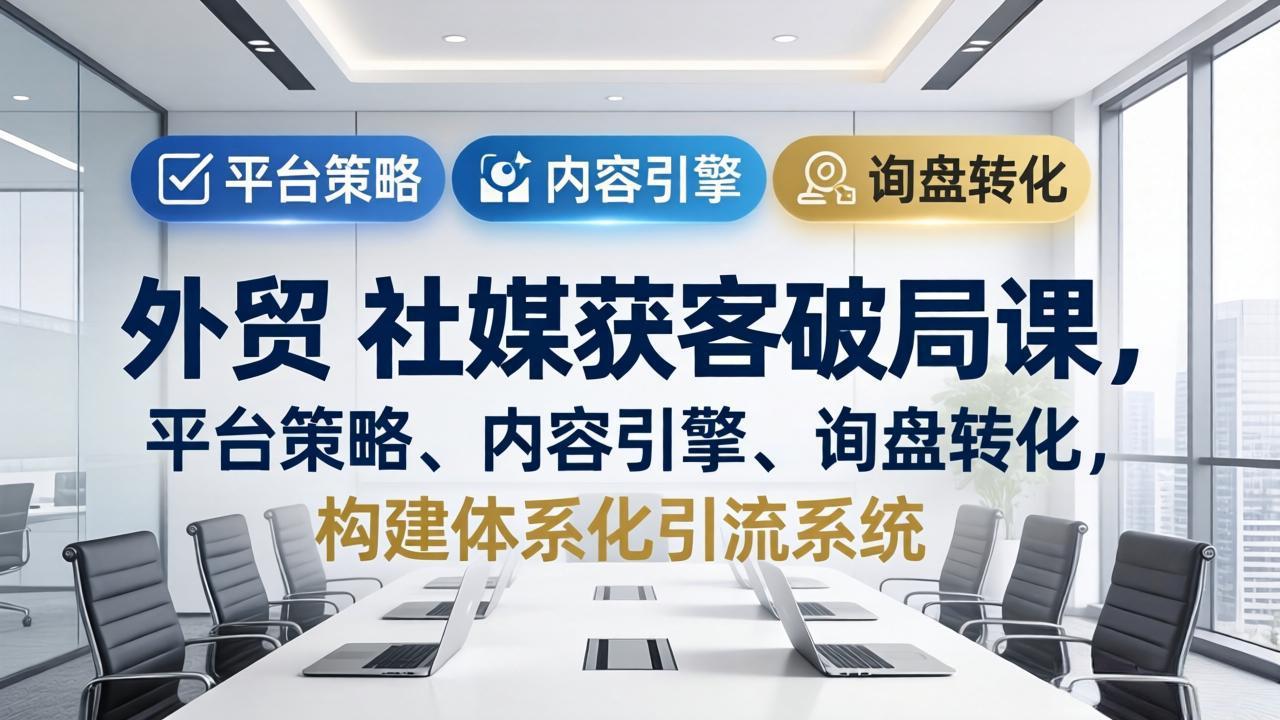 外贸 社媒获客破局课，平台策略、内容引擎、询盘转化，构建体系化引流系统(更新26年3月 - 觅资源