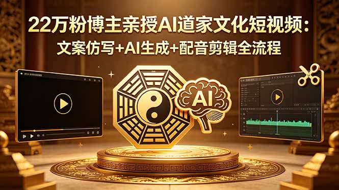 22万粉博主亲授AI道家文化短视频：文案仿写+AI生成+配音剪辑全流程 - 觅资源