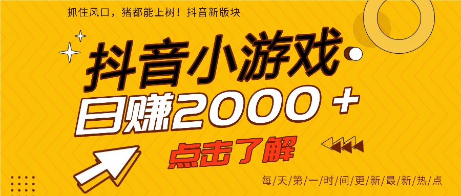 5年爆火的抖音小游戏项目，一部手机日入2000+|YX网创
