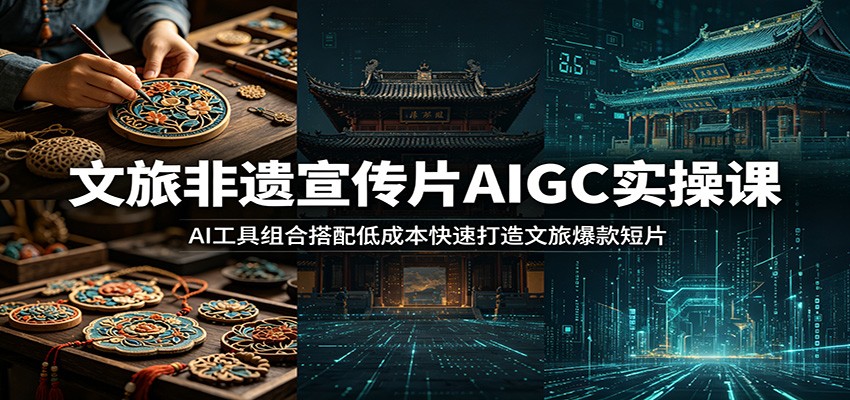 文旅非遗宣传片AIGC实操课：AI工具组合搭配低成本快速打造文旅爆款短片 - 觅资源