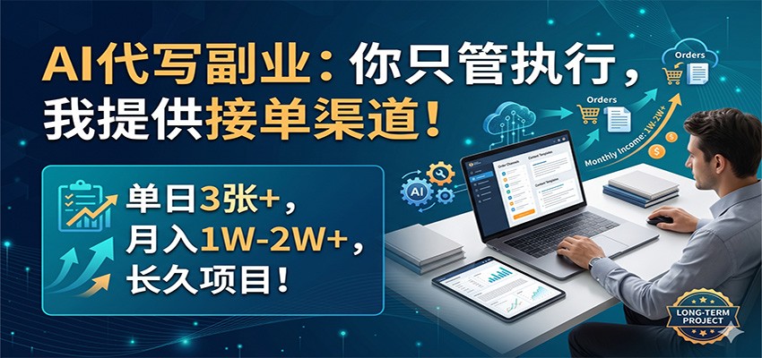 AI代写副业：你只管执行，我提供接单渠道！单日3张+，月入1W-2W+，长久项目 - 觅资源