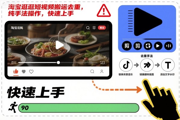 淘宝逛逛短视频搬运去重，纯手法操作，快速上手|YX网创
